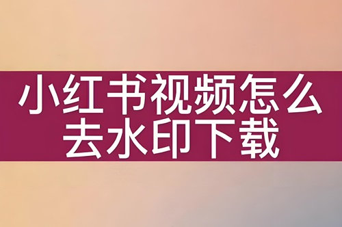 小红书下载视频怎么去除水印